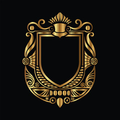 Vector golden vintage frame for design template. Elegant element for design in Eastern style, place for text. Floral golden border. Lace illustration for invitations and greeting cards.