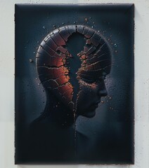 human head with brain and key