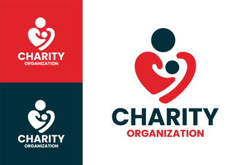 Modern Charity Logo with Heart and Hands Symbol for Social Impact Organizations