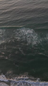 Florianopolis in Santa Catarina during a wonderful sunrise. Mo&ccedil;ambique Beach in aerial view, vertical video.