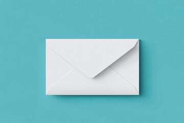 Minimalist White Envelope on Turquoise Backdrop: Sending Communication