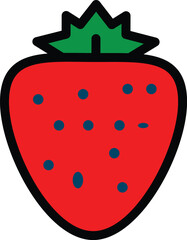 Strawberry Icon in Flat Style