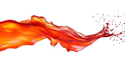 Vibrant red liquid splashing in a dynamic arc against a white background.