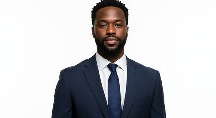 Confident African American Businessman in Suit Isolated on White Background Demonstrating Professionalism Leadership and Success for Corporate Business Concepts