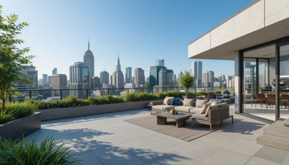Luxury Rooftop Terrace with Stunning City Skyline Views