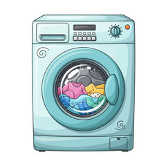 Modern Washing Machine with Colorful Laundry Inside