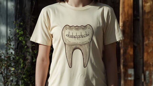 T Shirt Teeth Creative portrait of person wearing t shirt playful dental themed design Explore variation T shirt motivational dental health message T shirt funny dental pun T shirt playful dental