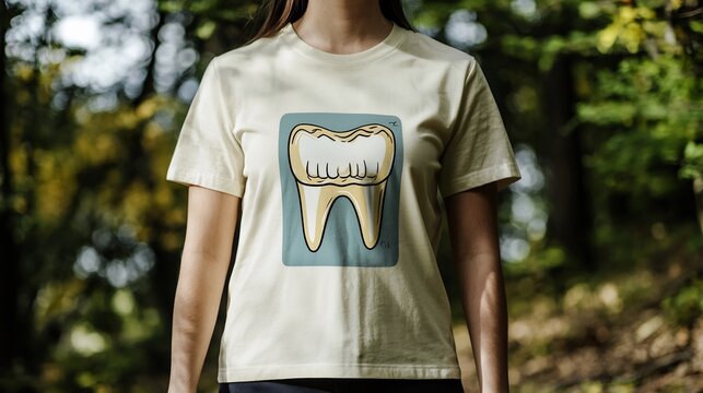 T Shirt Teeth Creative portrait of person wearing t shirt playful dental themed design Explore variation T shirt motivational dental health message T shirt funny dental pun T shirt playful dental
