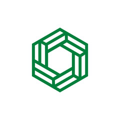 Green Interlocking Hexagon Logo Design