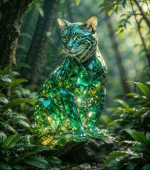 green cat in the garden