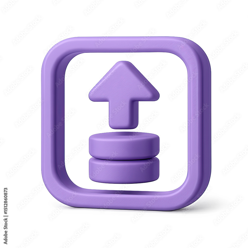 Aufkleber 3d render of a purple upload icon on transparent background