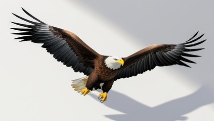 Obraz premium Majestic Bald Eagle Soaring with Outstretched Wings, a Symbol of Freedom