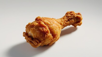 Delicious crispy fried chicken drumstick isolated on a white background