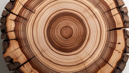 Detailed Close-Up of Tree Rings Displaying Growth and Timeless Beauty