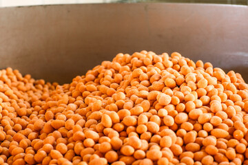 Original name(s): Close-Up of Crispy Roasted Chickpeas – Healthy Snack Idea-Toasted Chickpeas – High-Protein Vegan Snack in Close-Up View