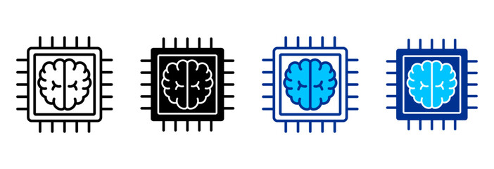 Chip Icon Set Multiple Style Vector Illustration