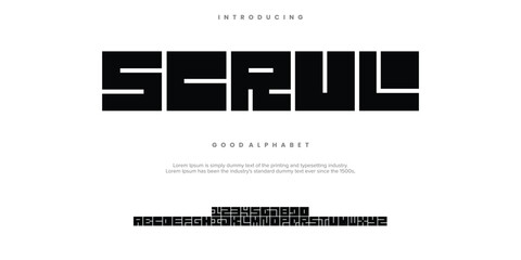 SCRUL minimal abstract alphabet fonts. Typography  logo creative font. vector illustration