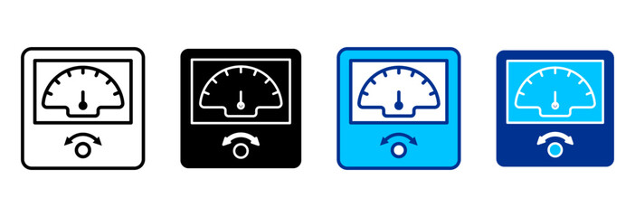Electric Meter Icon Set Multiple Style Vector Illustration