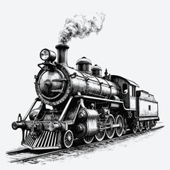 Monochrome design of steam locomotive