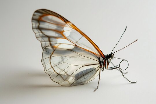 Glasswing Butterfly Isolated on White Background