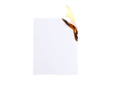 white paper burning on white