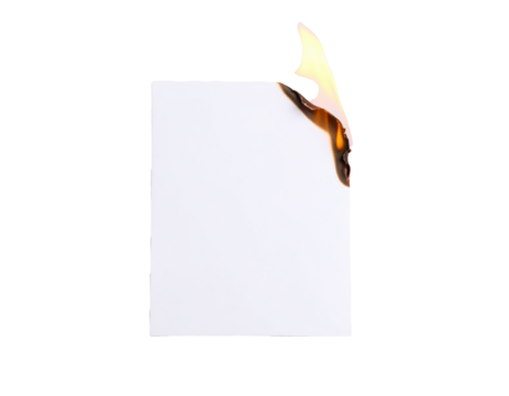 white paper burning on white
