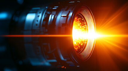 A bright light is coming out of a machine