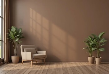 Comfortable indoor scene featuring an armchair surrounded by greenery