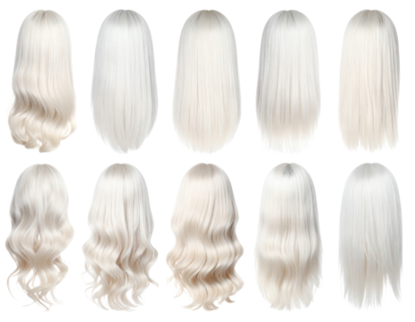Various styles of beautiful long white hair.
