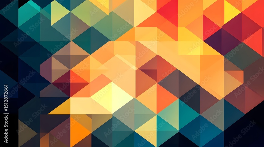 Poster colorful abstract pattern composed of triangles.