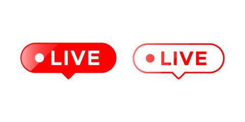 Red Live Streaming Badge Icons – Eye-Catching Broadcast Symbols for Online Media