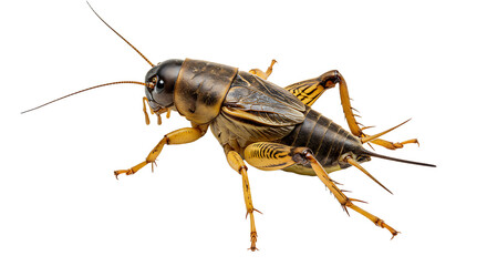 Detailed Macro Shot of a Brown Cricket with Antennae and Legs