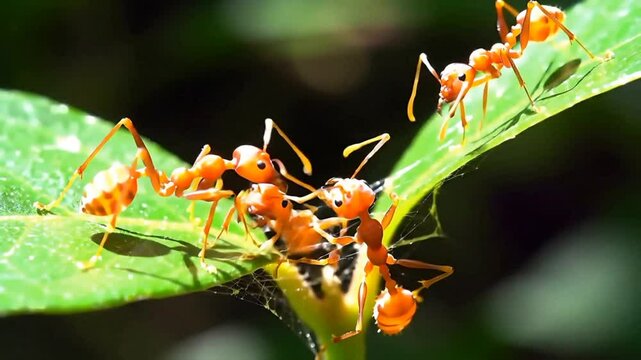 red ant on leaf