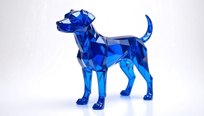 Obraz premium Blue polygonal dog figurine