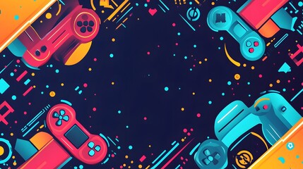 Obraz premium Colorful controller design on a dark background.