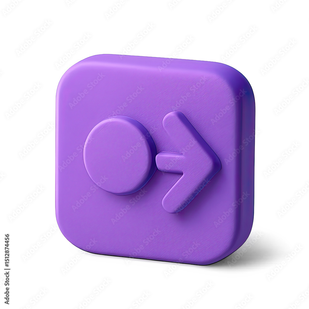 Aufkleber purple 3d square button with circle and arrow icon