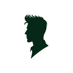 Silhouette of a Man's Profile With Stylish Haircut on White Background