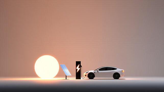 3D cartoon new energy electric car and charging station illustration - Powered by Adobe
