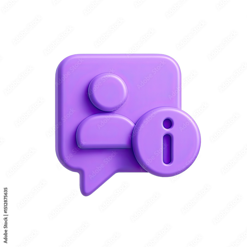 Poster purple 3d user information icon on gradient background