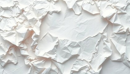 Intricate swirls of crumpled white paper, creating a textured backdrop,  material,  design