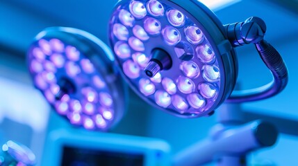 Dental surgeon performing wisdom tooth extraction under bright surgical lights wearing magnifying loupes