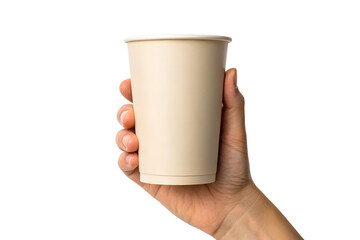 Holding a Beige Disposable Paper Cup Eco-Friendly Beverage Container