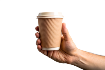 Holding a Disposable Coffee Cup A Simple Image of a Brown Paper Cup