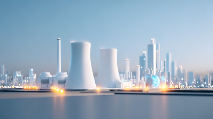 Nuclear power plant thermal power plant holographic projection technology style illustration
