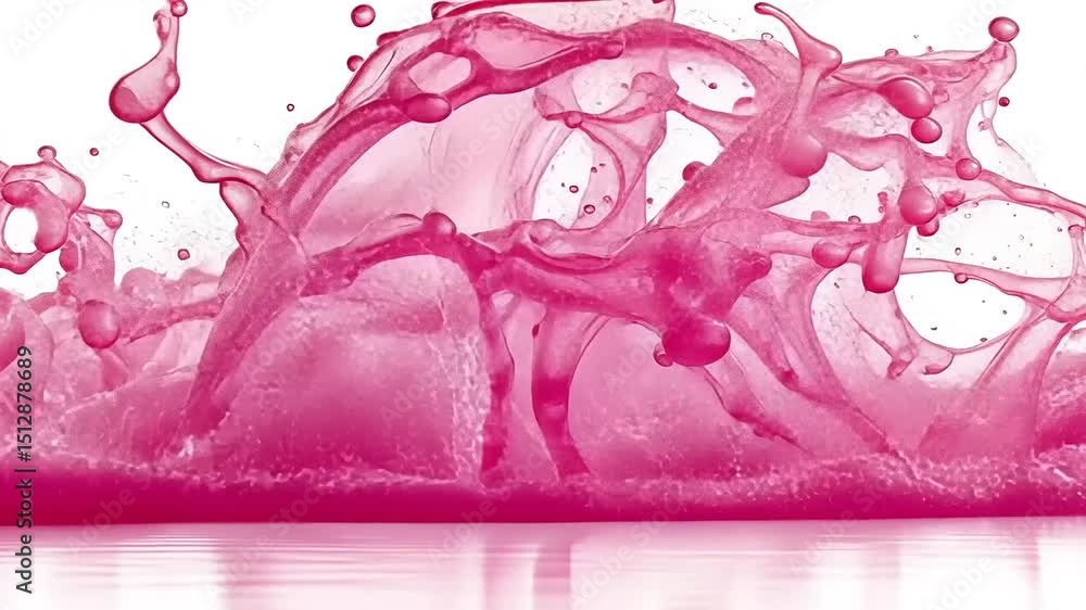 Poster vibrant pink liquid eruption: a dynamic display of fluid motion and color