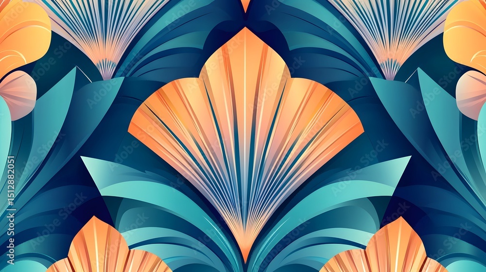 Poster intricate abstract design with vibrant colors and dynamic shapes.