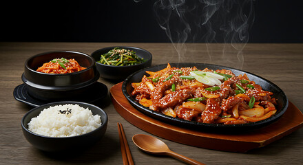 Spicy Korean Bulgogi Hero Image &ndash; Web Banner Food Shot