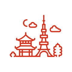 Tokyo City Landmarks Outline Icon