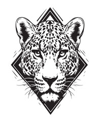 Simple_Design_of_Leopard_Head_with_Octagon_background