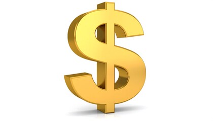 Golden Dollar Sign Isolated on White.